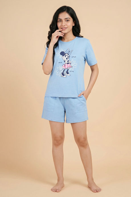 Zivame Mickey & Friends Knit Cotton Loungewear Short Set - Dutch Canal — image 4